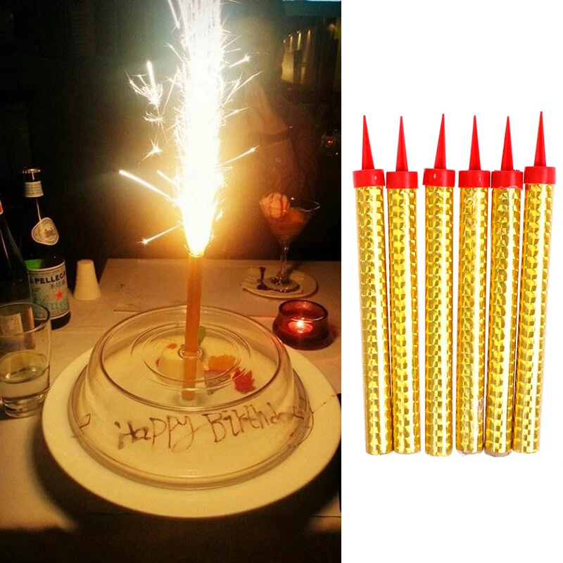 

12cm Sparkling Birthday Party Cake Topper ICE Fountain Candles Wedding Decor
