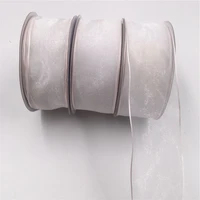 38mm wired edge white transparent organza ribbon for birthday decoration chirstmas gift diy wrapping 25yards 1 12 n2112