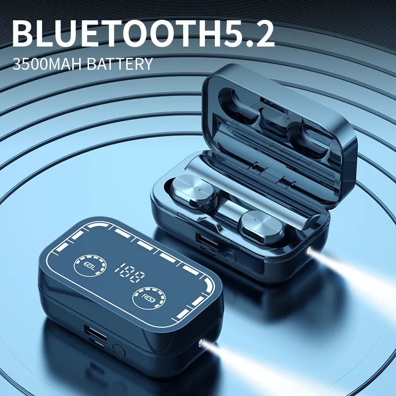 

T16 TWS Bluetooth 5.2 Earphones 50Mah+2000Mah Charging Box Mini Earbuds Wireless Sports Headphone With Mirror Screen LED Display