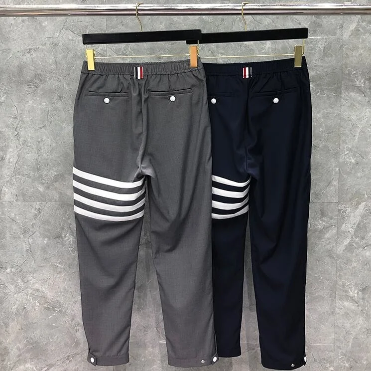 2021 Fashion Brand Cropped Pants Men Casual Suit Pants Men s Business Striped Formal Trousers Ankle-Length Pencil Pants