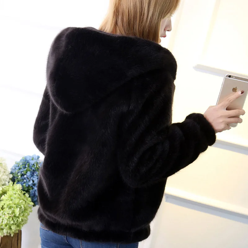 Instagram Pink Faux Fur Hoodie New Jackets Female Winter Warm Thick Fluffy Oversized Luxury Korean Street Fashion Slim Shaggy