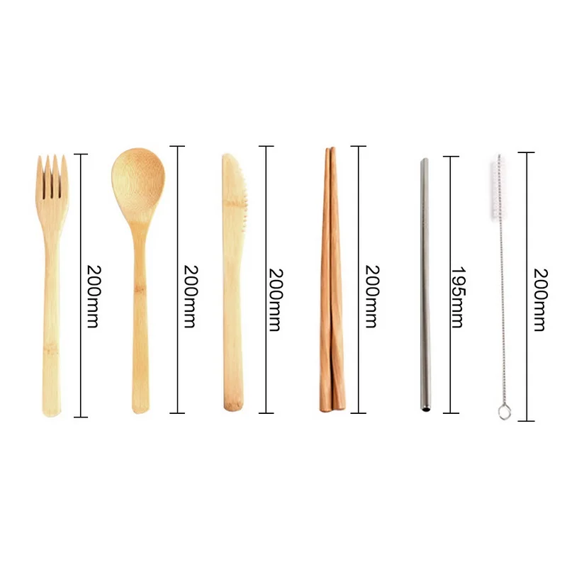 Бамбуковая посуда деревянный набор столовых приборов для путешествий