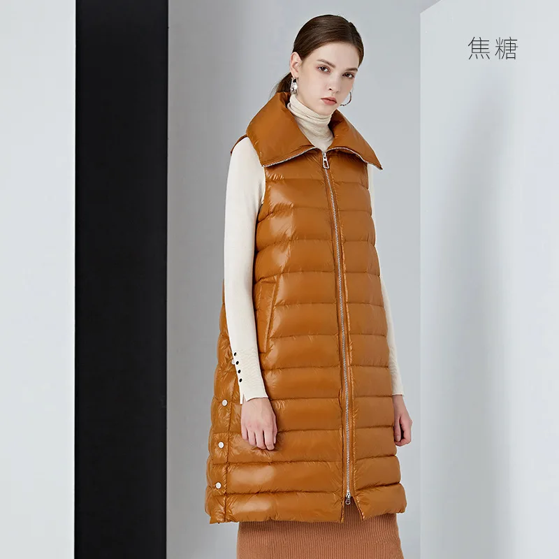 

Новинка, Толстая куртка на утином пуху, женская зимняя одежда средней длины для женщин, женская куртка, женский теплый длинный жилет