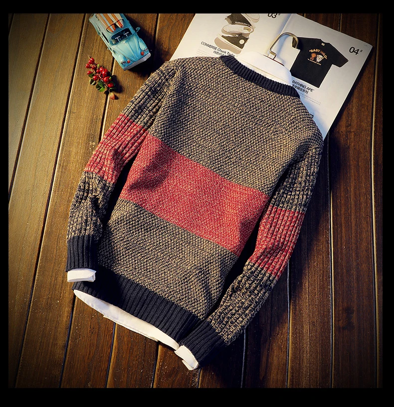 

Men Autumn Spring Sweater Pullovers Jumper Men's O-Neck Mixed Color Fashion Youth Teens Trend New Long Sleeve Sweaters Men S-2XL