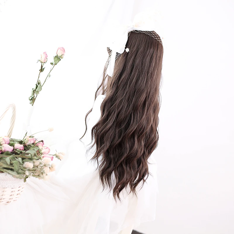 

LM Long Water Wavy Synthetic with Bangs Cosplay Wig Heat-Resistant Fiber lolita Wig For Women Party/Daily Wig For Girl
