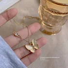 Ожерелье с бабочкой для женщин 2021 корейские модные милые эстетичные аксессуары с опалом титановые Ювелирные изделия Очаровательная цепочка на ключицу подарок