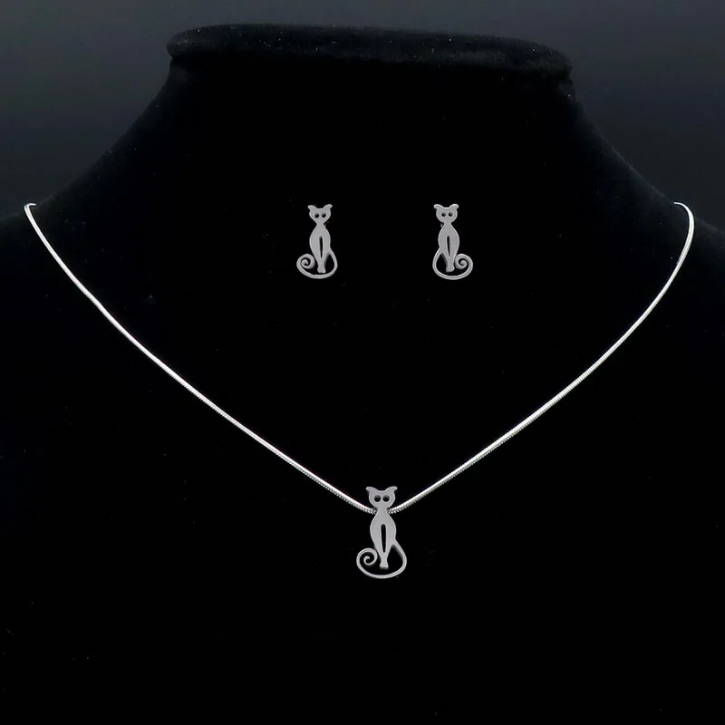 Ожерелье с подвеской из нержавеющей стали серебряная серьга набор цепочка