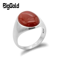 925 sterling silver agate stone ring for men with natural red onyx ring simple design male women turkish handmade jewelry gift