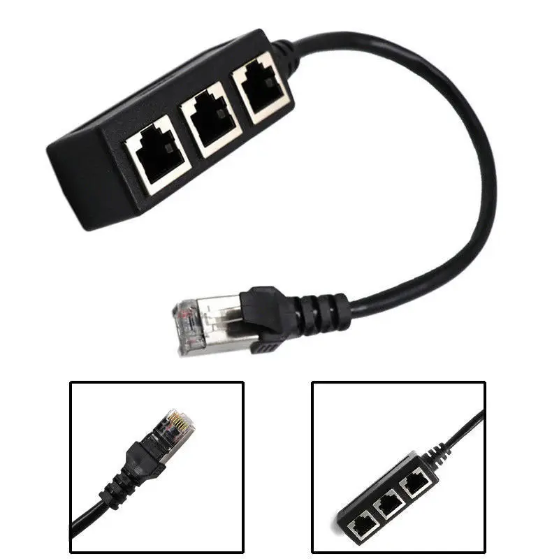 

RJ45 черный Ethernet кабель LAN порт от 1 до 3 гнезда сетевой адаптер разъём разветвитель Новый