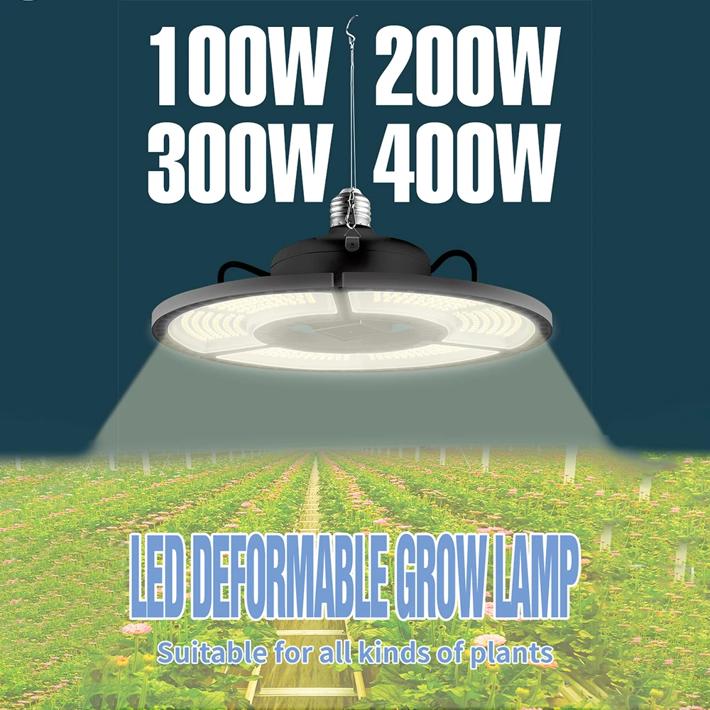 

LED Foldable Plant Lamp Full Spectrum Grow Light E27 Bulb Hydroponics Phyto Lamp 85-265V LED UFO Bombillas 100W 200W 300W 400W