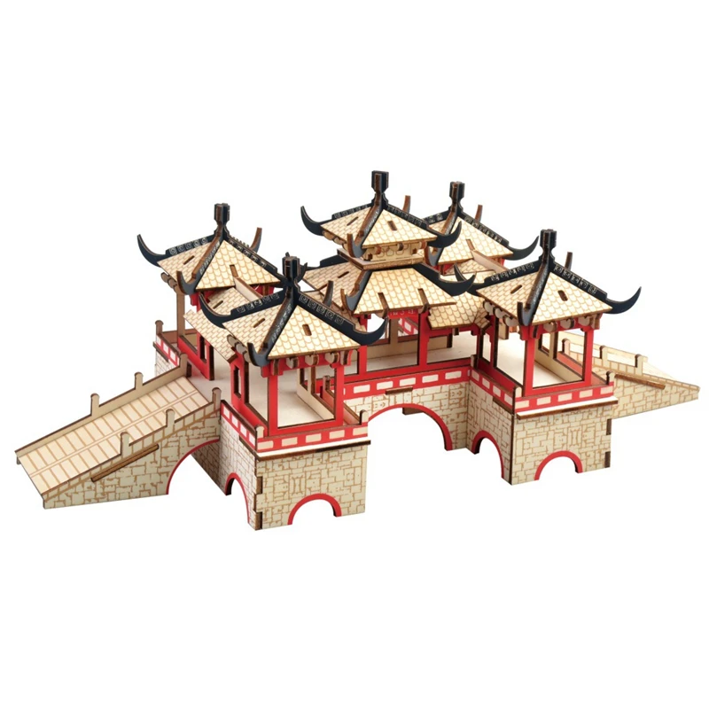 

IQ Training Wooden Children DIY Puzzle Toys 3D House Jigsaw Kids Gift Games Assemble Wood Building Model Toys for Children