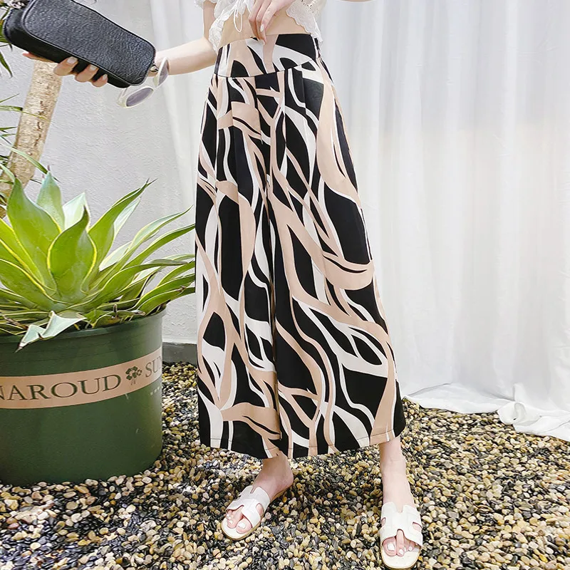 Брюки женские шифоновые с широкими штанинами и высокой талией повседневные