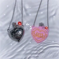 new ins hip hop three dimensional pink heart bottle necklace love letter bottle pendant necklaces for women fashion jewelry