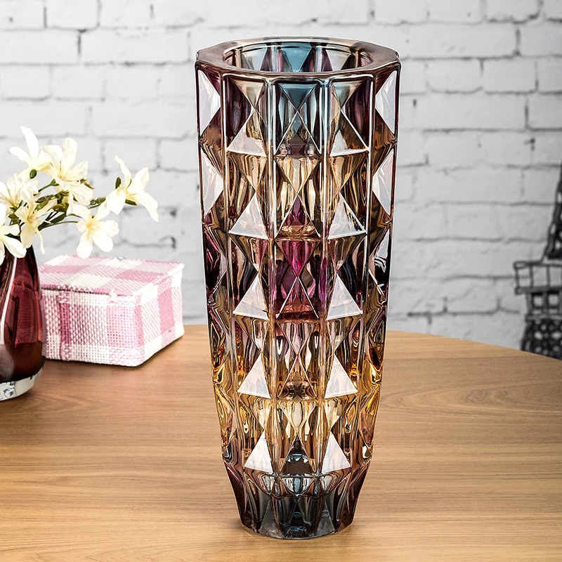

GY Lucky Bamboo Lily Colored Glaze Glass Vase Decoration Flower Arrangement Modern European Simple Hydroponic Vase