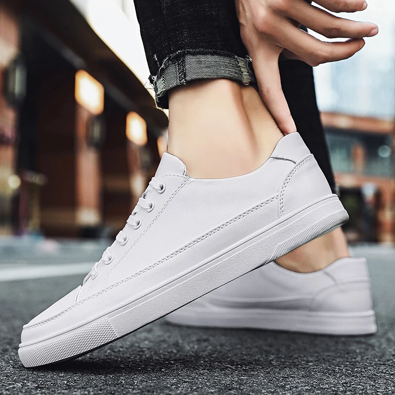 

New Arrival Mens Casual Footwear White Leather Shoes For Men Good Quality Men Brand Footwear Designer Walking Shoes For Man