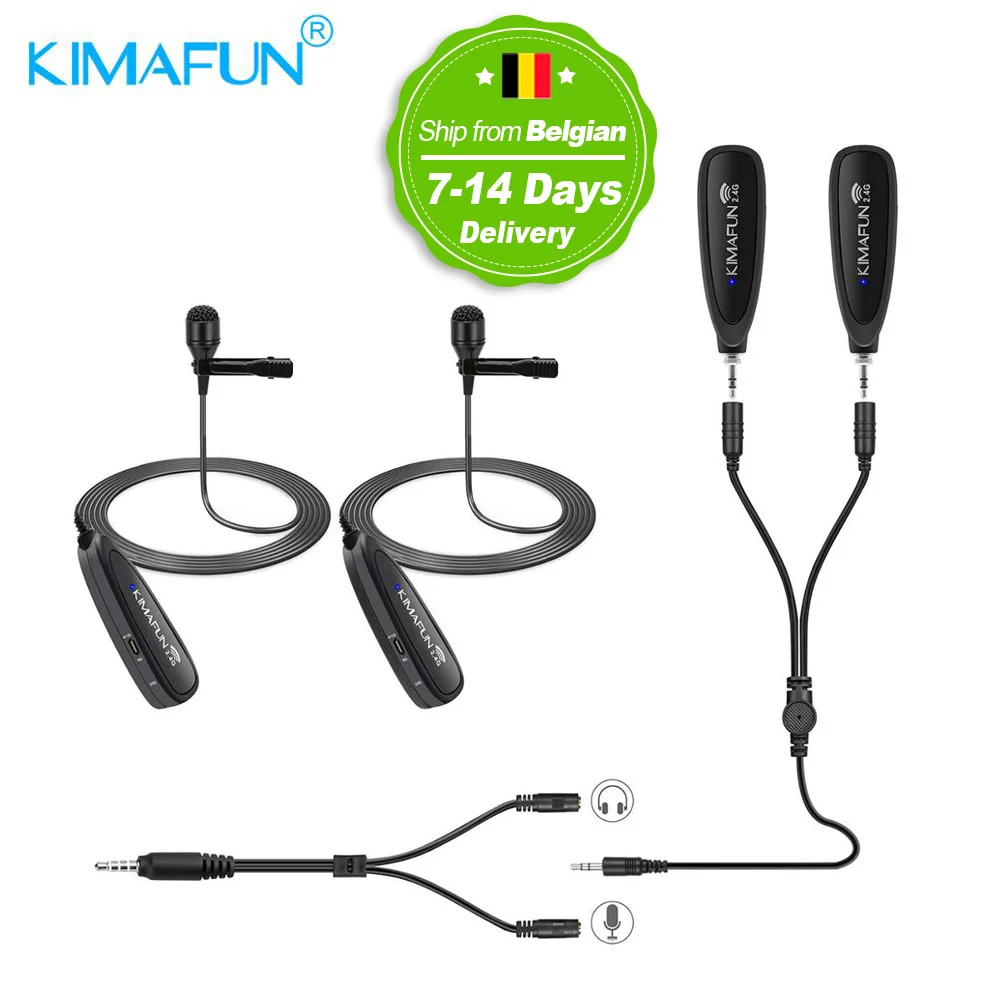 Беспроводная микрофонная система KIMAFUN 2 4G набор с двумя беспроводными
