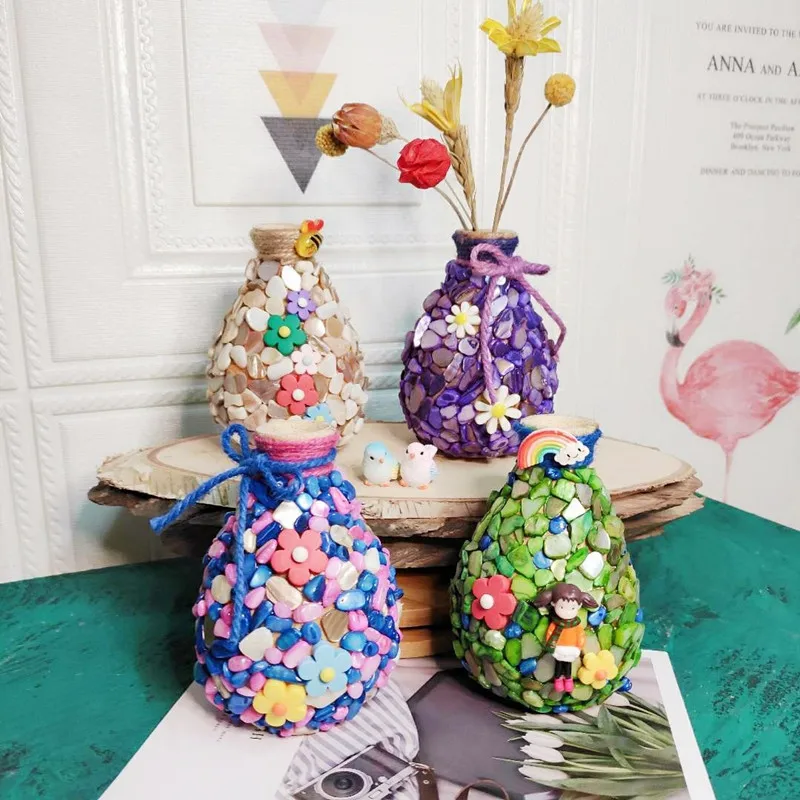 Натуральная морская раковина мозаичная плитка сушеные цветы деревянная ваза