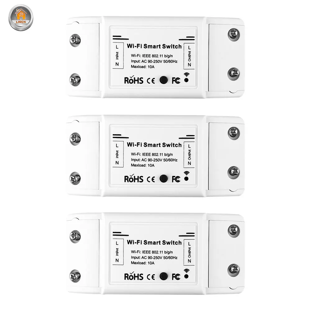 

3PCS DIY Wifi Smart Switch Light Power Controller Intelligent Smart Home Wifi Switch With Alexa Google Home Automation Module