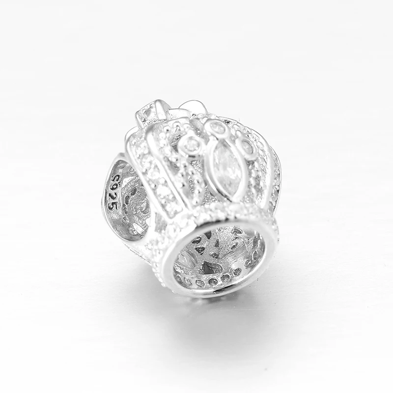Сделай сам серебро 925 пробы модная Роскошная корона прозрачный CZ изящные бусины