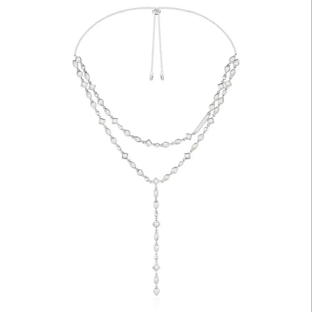 Женское Ожерелье с бахромой и цветным цирконием Y образная цепочка до ключиц из