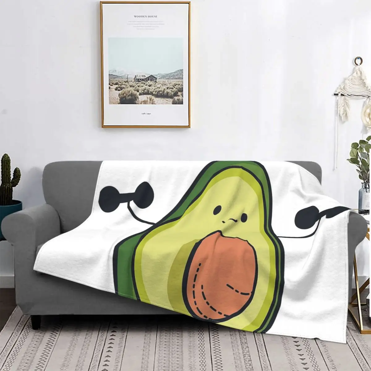 

Healthy Avocado Blanket Flannel Summer Fruit Breathable Warm Throw Blanket for Bedding Outdoor Plush Thin Quilt