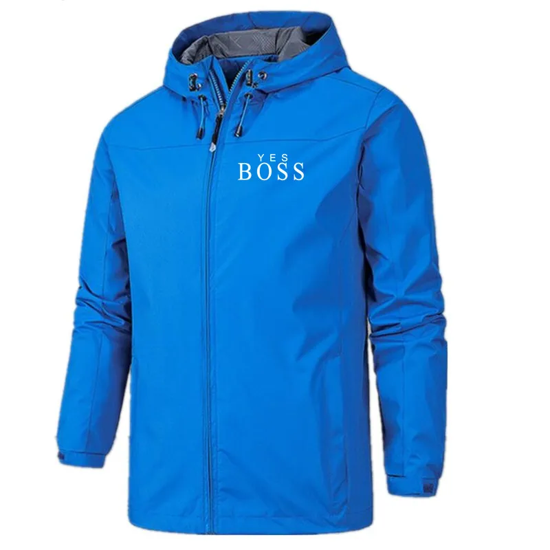 

2021Spring Waterproof Outerwear Jacket Coat Men Black Blue Sport Hooded Windbreaker White Red Male Casual Cardigan Tops
