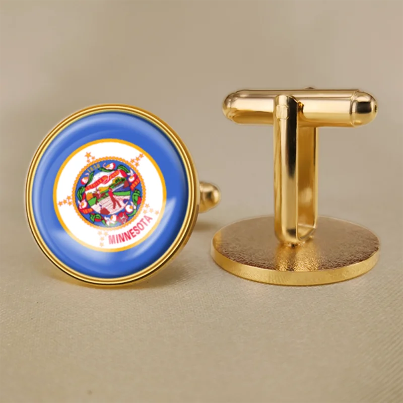 

Seal of Minnesota State of United States of America Map Flag Cufflinks