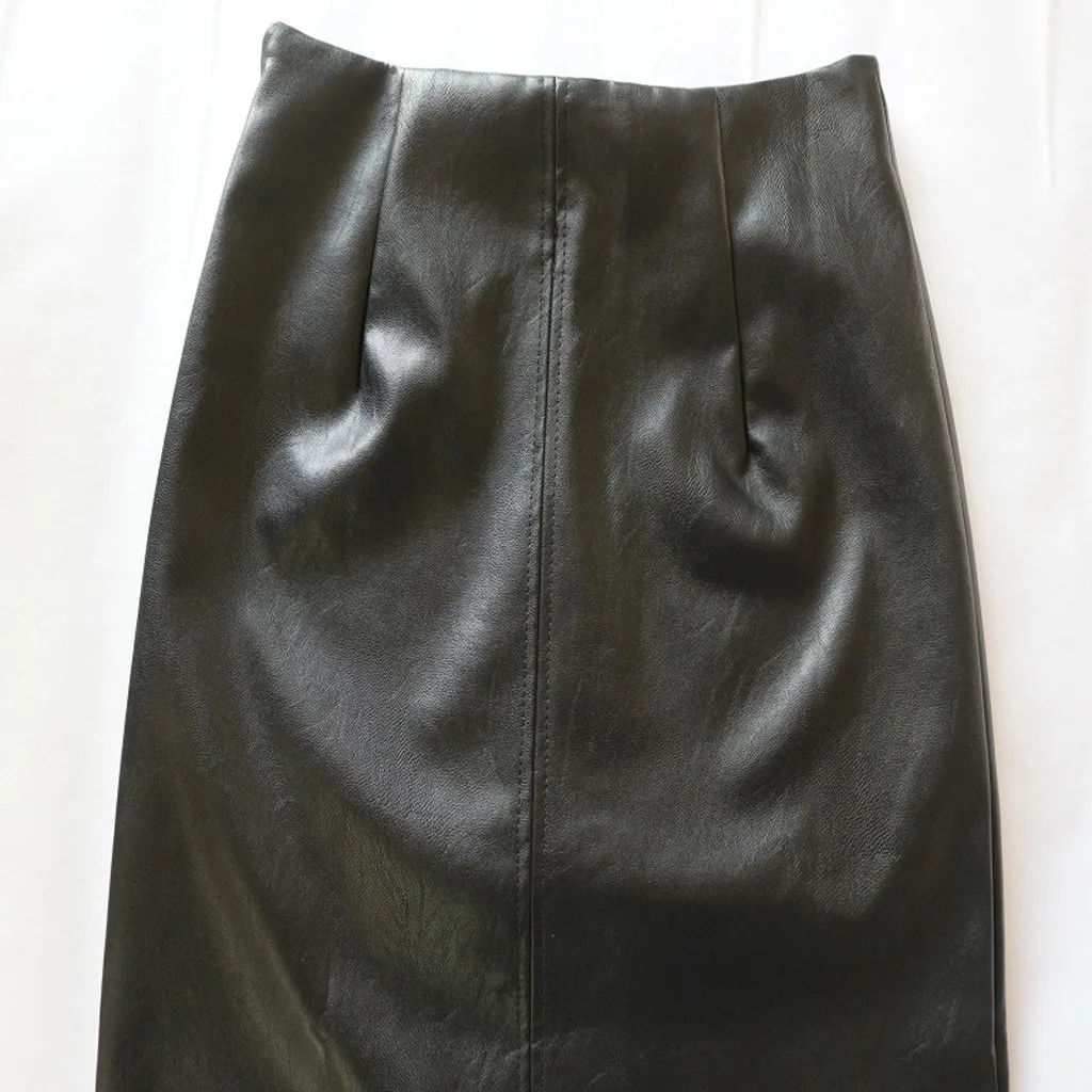 2019 Женская юбка миди из искусственной кожи осенняя зимняя женская посылка