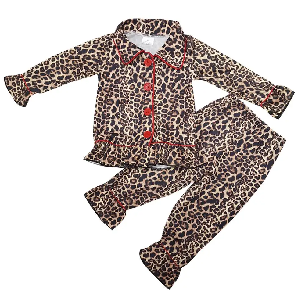 

Stylish Baby Girls Long Sleeve Winter Leopard Pajamas Clothing Set Boutique Outfit High Quality Sleeping Wear