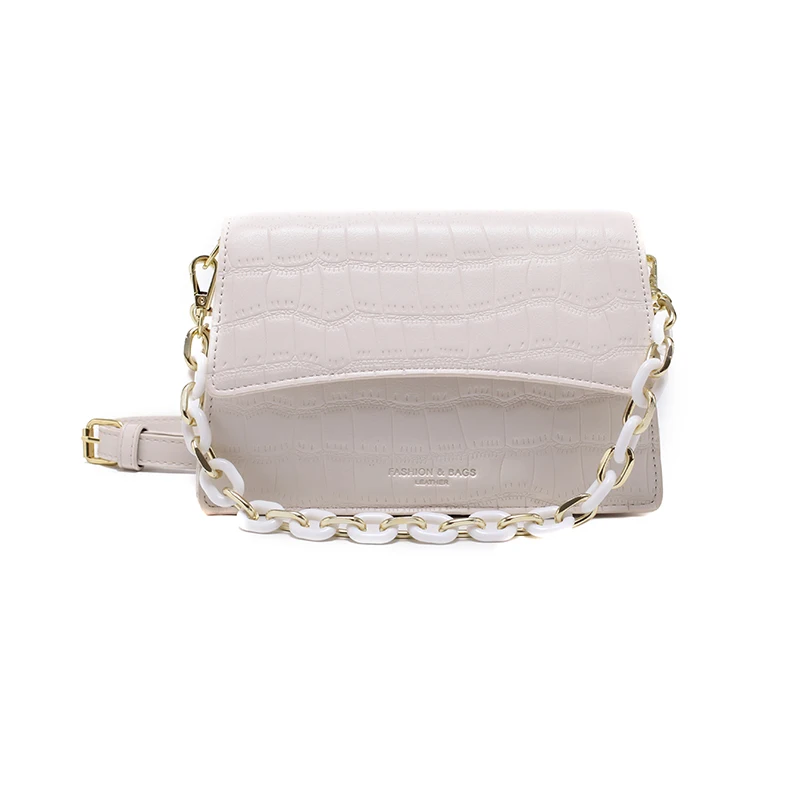 

Stone Pattern Small PU Leather Crossbody Bags For Women 2020 Fashion Acrylic Chain Design Shoulder Handbags and Purses