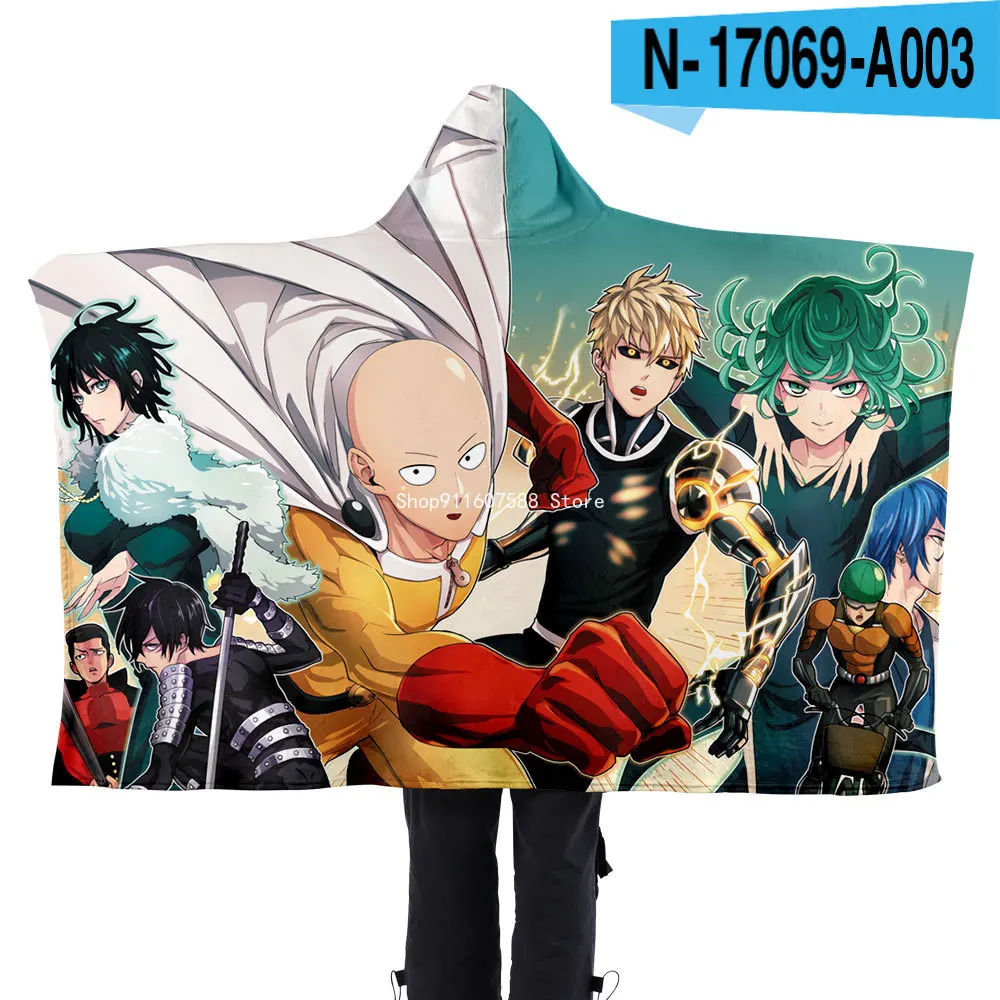 

One Punch Printed Hooded Blanket Home Furnishing Lazy Blanket Flannel Cape Weighted Blanket Anime Blankets and Throws