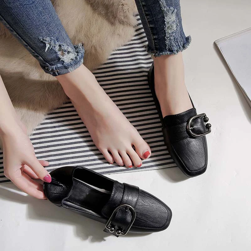 TIMETANGPlush кожа Коричневая Кожаная женская обувь с толстой мягкой подошвой Обувь на