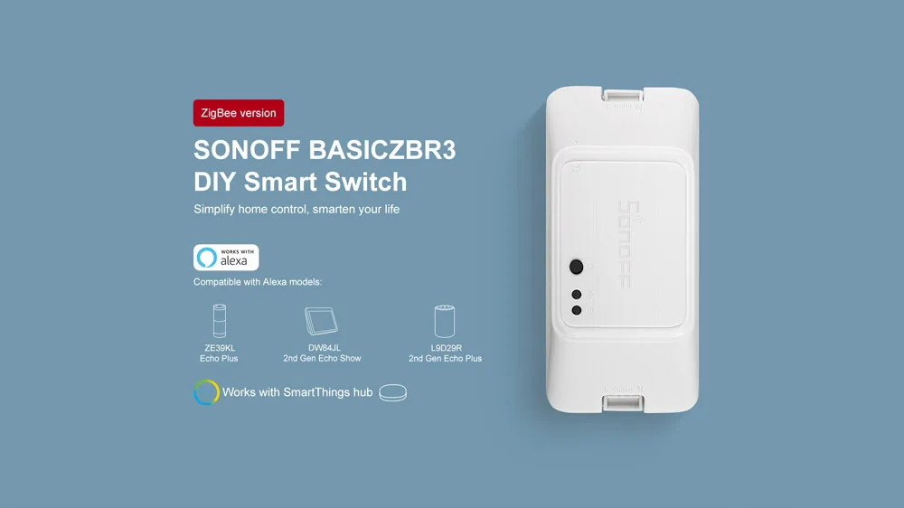 3/5 шт. Itead Sonoff BASICZBR3-первый умный переключатель Zigbee DIY, управляемый через приложение SmartThing, работает с концентратором SmartThings Alexa