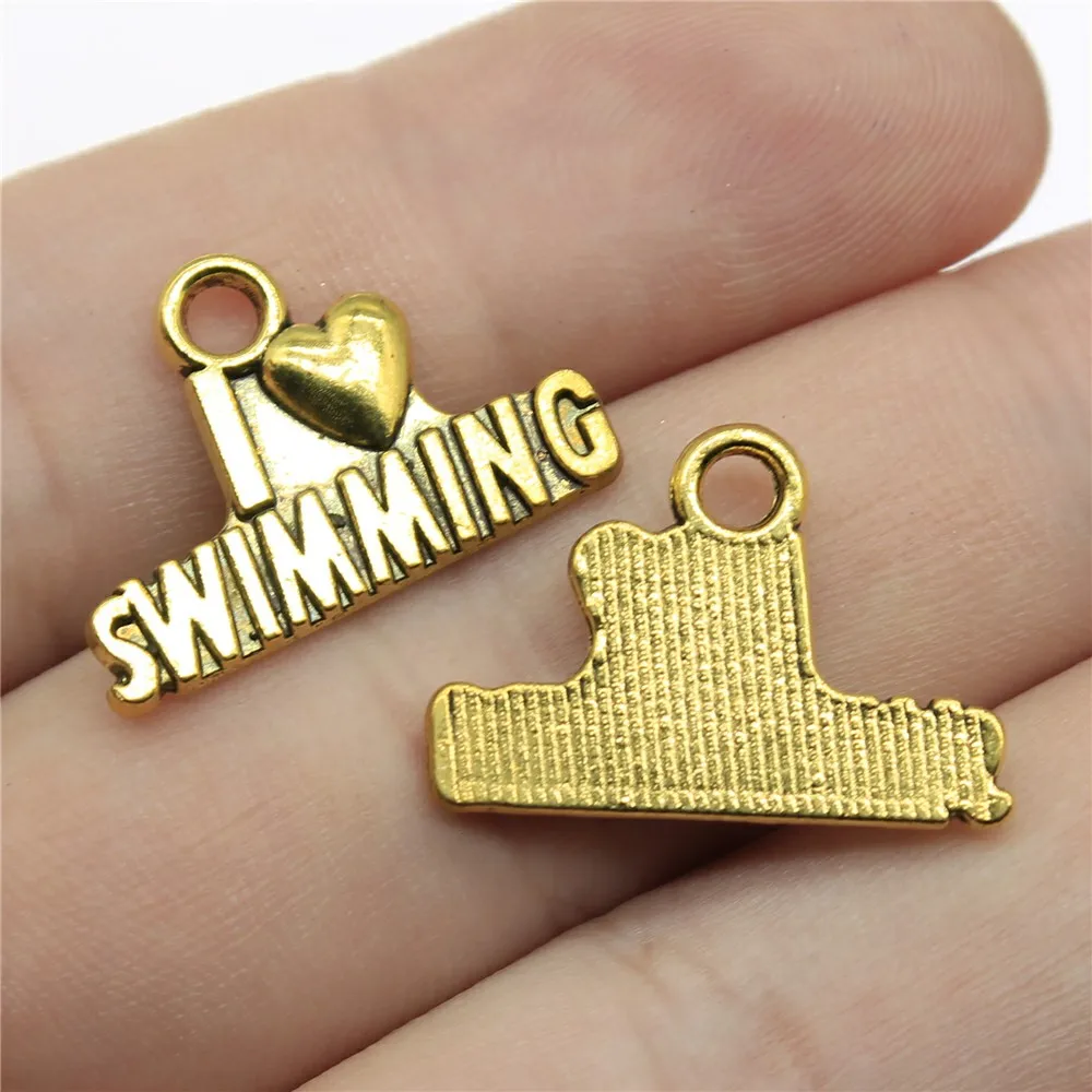 WYSIWYG 10 шт. 22x15 мм Шарм I Love Swimm 3 цвета шармы Heart для изготовления ювелирных изделий |