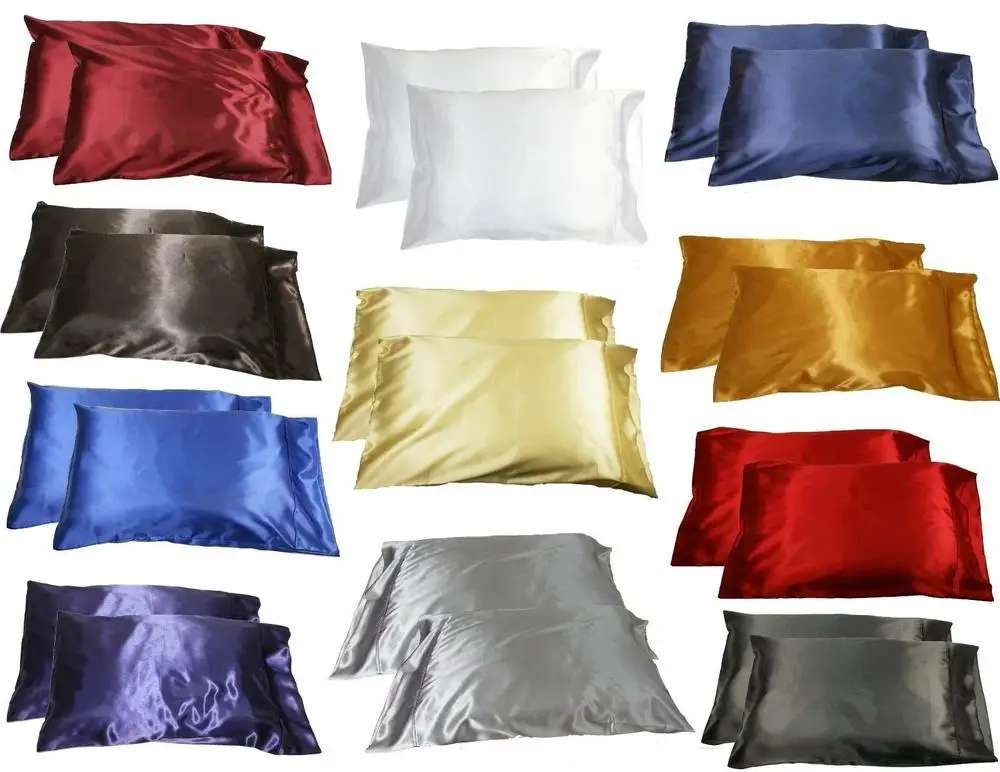 

7 Unihome 2pc New Queen/Standard Silk~y Satin Pillow Case Multiple Colors