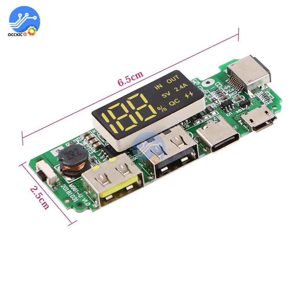 5V 2.4A 2 зарядная Плата USB для 18650 батарея Power Bank чехол Коробка Тип C быстрое зарядное