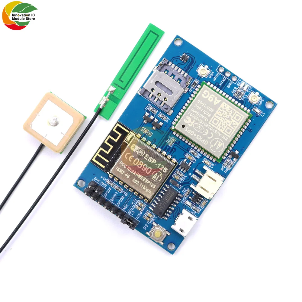 

Ziqqucu ESP8266 ESP-12S CH340 A9G GSM GPRS + GPS IOT Node V1.0 Cellular Module Development Board Dual IPEX Antenna for Arduino