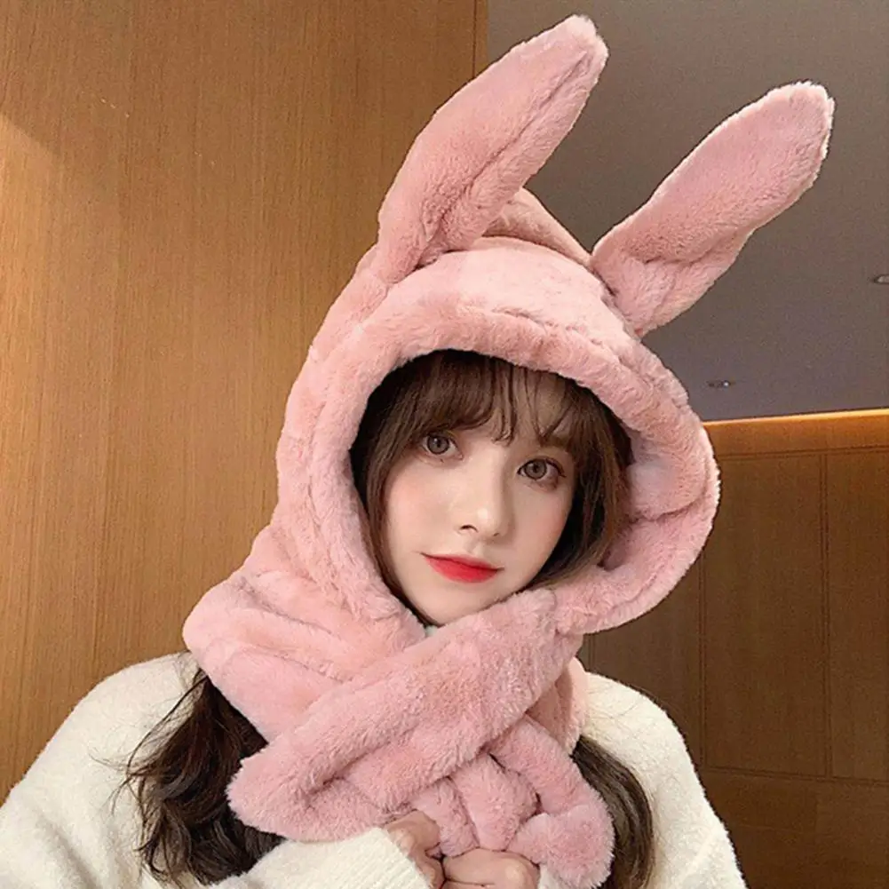 

Plush Hat Scarf Lovely Functional Portable Kitten Ear Plush Hat Scarf