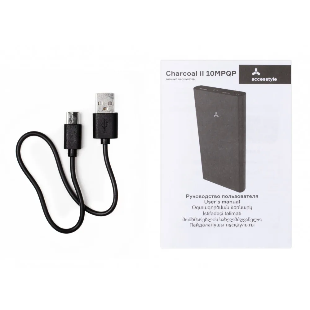 Внешний аккумулятор Accesstyle Charcoal II 10MPQP 10000 мА·ч 3 подкл. устройства серый|Внешние
