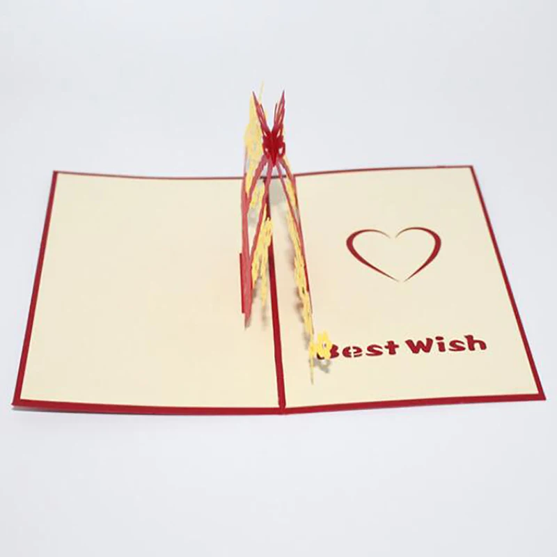 1 шт. Любовь цветок корзина лазерная резка оригами Бумага 3D всплывающие открытки