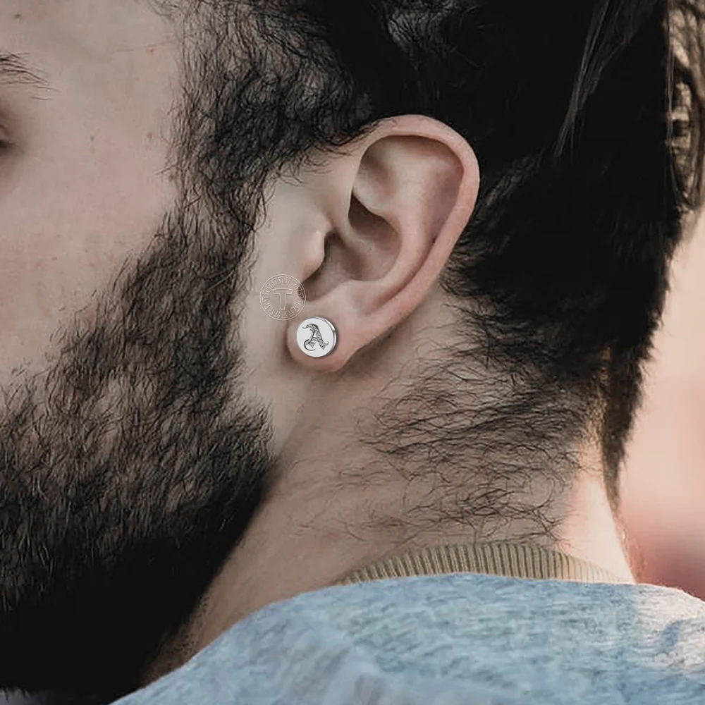 Женские и мужские маленькие серьги-гвоздики из нержавеющей стали с буквами 26 мм в