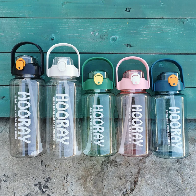 

Simple Adult Straw Plastic Cup Water Bottle Handy Cup Men And Women Fitness Large Capacity Personality Trend Water Bottle