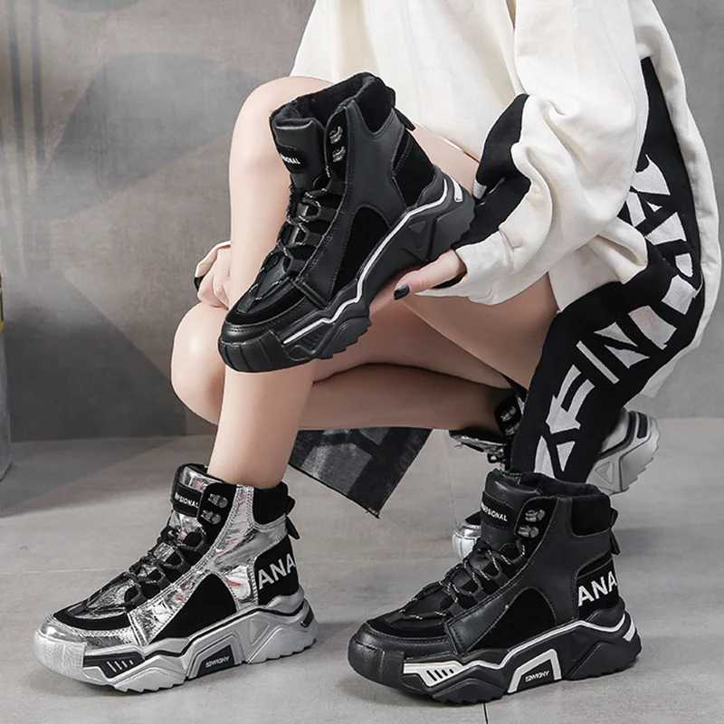 Женские кроссовки на массивной платформе повседневные Теплые ботильоны