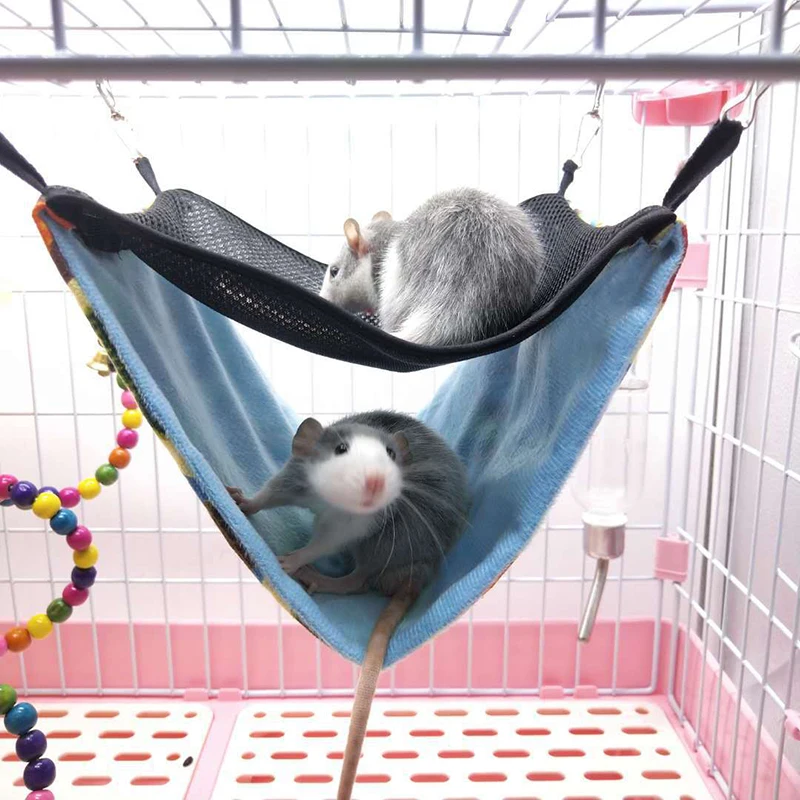 Small Pet Hook Hammock Nest Hamster Double-layer Breathable Mesh Hanging Bed Comfort Cool Bed Rodent Squirrel House Cage