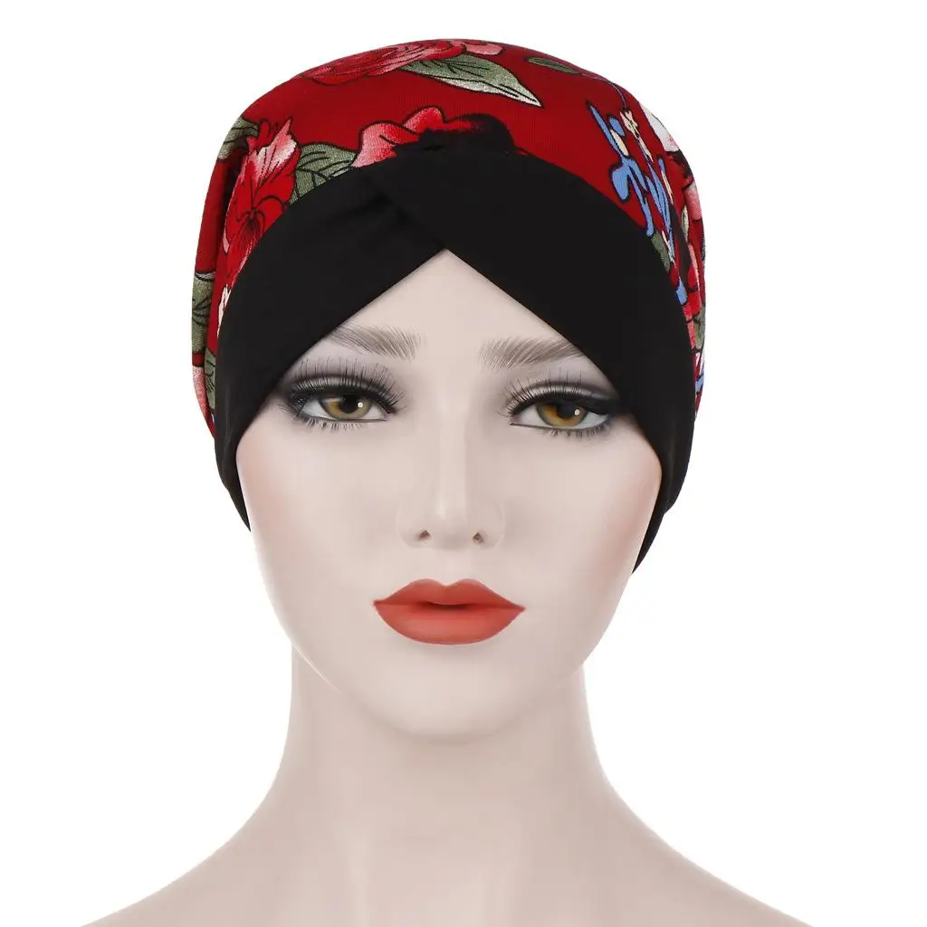 Женский широкий головной убор с цветочным принтом мусульманская шапочка для сна