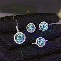 mdina exquisite glitting moissanite gemstone ring earrings bracelet and necklace jewelry set with real 925 silver round natural