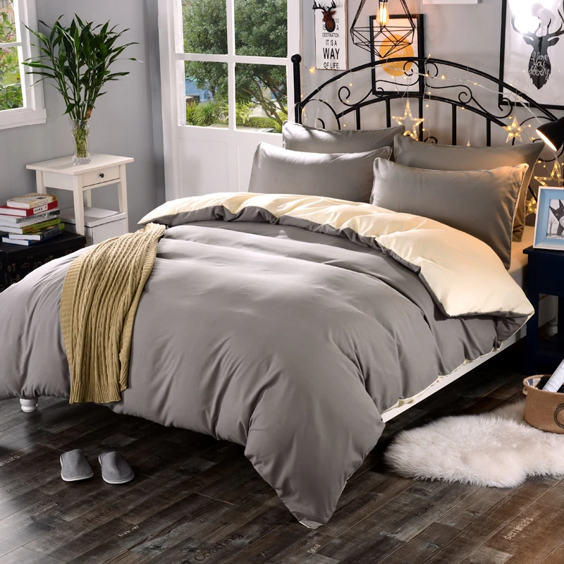

1pc high quality solid color thickening encryption active dyed Double sided duvet cover custom size