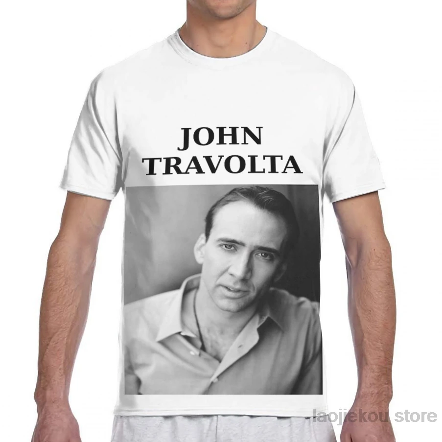 Николас Траволта... Джон Кейдж... WTF Мужская футболка женская с принтом модная для