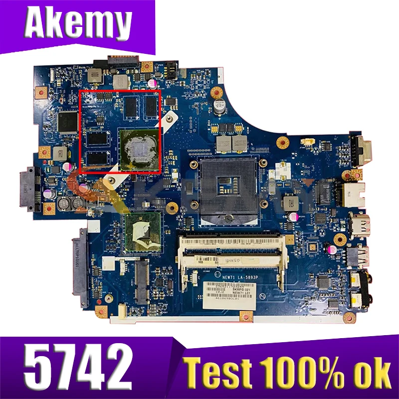 

AKEMY For ACER 5742 5742G TK85 Laptop Motherboard GT540M 1GB GPU DDR3 MBRB902001 MBRDP02002 PEW71 LA-5894P