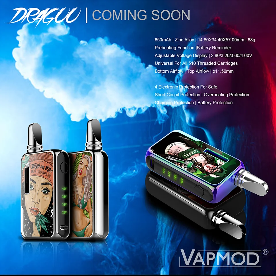 Электронная сигарета Veeape Vapmod Dragoo 3D Express Kit 650 мАч Светодиодный индикатор для 510
